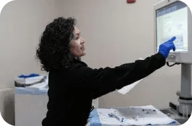 Photo of medical professional studying images